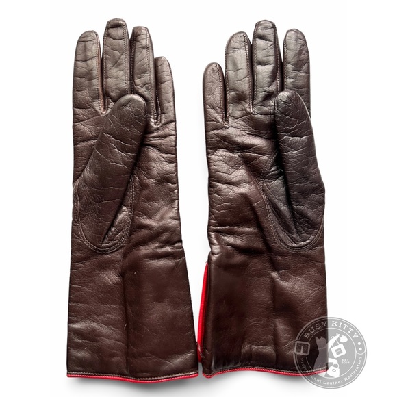 NWT Coach Triple Turnlock Leather & Cashmere Gloves - Size 6.5 (Small) - Picture 4 of 8